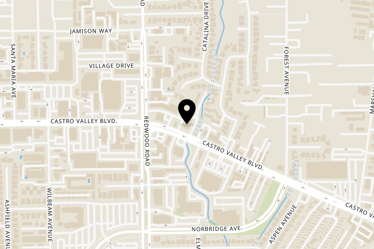 Map showing the location of JP's Family Restaurant on 3600 Castro Valley Boulevard in Castro Valley